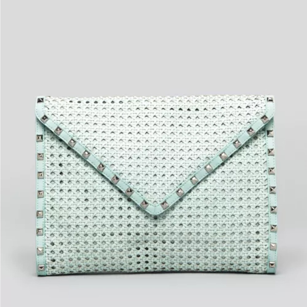Rebecca Minkoff Light Green Studded Envelope Clutch